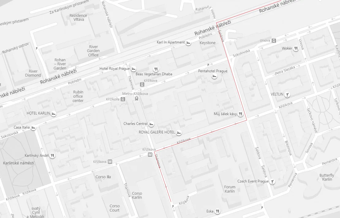 Mapa trasy k sídlu LHMS